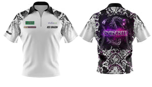 Replica White Snakebite Polo Shirt with purple/pink back logo