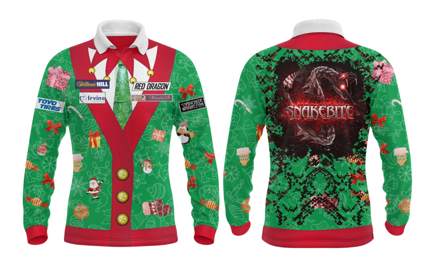 Snakebite xmas Polo Shirt replica Cardigan style. As worn in The World championships 28/12/2021/22  round 3